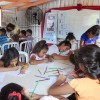 Niños participan de las actividades del 15º Foro Internacional de los Soldaditos de Dios, de la LBV, en el Asentamiento Villa Angelica, Lambare, Paraguay. 
