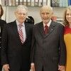 Ladeados por dona Lucimara Augusta (D) e pela educadora Suelí Periotto, o professor Arnaldo Niskier e o diretor-presidente da Legião da Boa Vontade, José de Paiva Netto.
