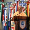Swami Nirmalatmananda, presidente do Ramakrishna Vedanta Ashrama do Brasil. É também formado em matemática, física e química pela Universidade de Madras. Sua palestra foi sobre o tema: A essência dos Vedas e a consciência suprema
