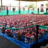Rio de Janeiro, RJ — Cada cesta contém: arroz, feijão, óleo, açúcar, café, leite em pó, macarrão, farinha de mandioca, massa para bolo, goiabada, gelatina, fubá, farinha de trigo, extrato de tomate, sal. Itens essenciais e básicos para ajudar no sustento de uma família.
