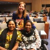 Na foto, representantes da República do Congo, a senhora Kunda Lupandula, ministra de Gênero, Família e Infância, e a senhora Ilunga Tshingwel, ministra da Educação, Pesquisa Científica e Introdução à Nova Cidadania, da República do Congo.
