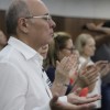 Brasília, DF — Momento ecumênico de oração envolve público presente na cerimônia.