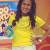 A jornalista Mônica Ermírio, diretora do programa Todo Mundo na TV, da TV Arapuan/RedeTV!, com a camisa da&nbsp;campanha 
