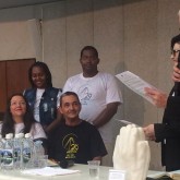 No dia 30/09, o casal Laura e João Batista (sentados) completou 35 anos de casados e foram homenageados na 43ª Festa dos Casais Legionários, na Nave do TBV. Eles se conheceram na cidade de Araxá/MG e têm dois filhos gêmeos, adotados quando ainda eram bebês: Daniel Diego de Moraes e Daniela Cristina de Moraes (ao fundo). Encontram na Religião Divina o alimento diário para manter a família nos exemplos de Jesus.
