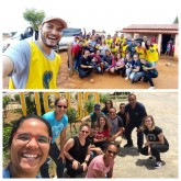 Equipe de voluntários e da mídia da LBV que ajudaram na cobertura da entrega das cestas de alimentos.