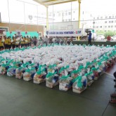 Cuiabá, MT — Vista parcial das cestas entregues às famílias de baixa renda amparadas pela LBV.
