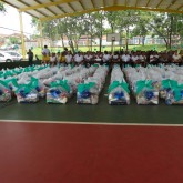 Cuiabá, MT — Vista parcial das cestas entregues às famílias de baixa renda amparadas pela LBV.
