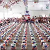 São Vicente, SP — Vista parcial das cestas entregues às famílias de baixa renda amparadas pela LBV.
