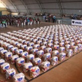 Santa Rosa do Tocantins, TO — Vista parcial das cestas entregues às famílias de baixa renda amparadas pela LBV.
