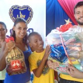 Piracicaba, SP — Cada cesta tem arroz, feijão, óleo, açúcar, leite em pó, macarrão, farinha de mandioca e de trigo, fubá, goiabada, gelatina, massa para bolo, extrato de tomate e sal. Itens essenciais e básicos para ajudar no sustento da família. Em Piracicaba, as famílias também receberam a doação de um Chester, por meio de parceria com o programa SESC Mesa Brasil.
