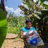 Famílias da Reserva Indígena Tenondé Porã, localizada em Parelheiros, na capital paulista, foram presenteadas com as cestas de alimentos da LBV.