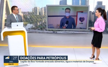 Telejornal SP1, da Rede Globo, destaca mobilização solidária da LBV